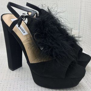 Steve Madden Tricia Black Leather Suede Faux Fur